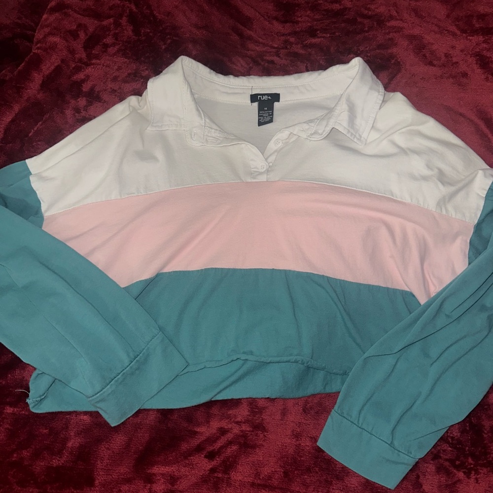 Rue21 Women's Colorblock Top - White, Pink, and Green
